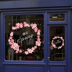 봄 창문스티커 벚꽃 화환 A타입 정전기 쇼윈도 유리창 대형 시트지 꽃 스프링