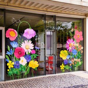 꽃 창문스티커 시트지 대형 E 여름 쇼윈도 봄 유리창 데코 컬러풀 플라워