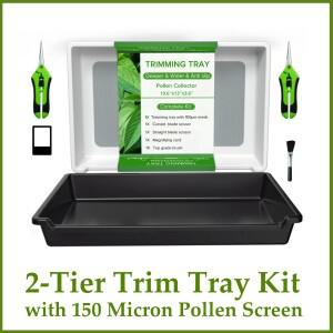 150 마이크론 꽃가루 스크린 트리밍 트레이 및 수확 빈 허브 식물 꽃 건조 체 액세서리가 포함된 2층 트림