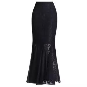 스파이더맨 여친 치마 망사 검정 롱 머메이드 힙업 슬림핏 봄여름 OPH1