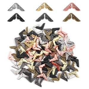 120개 금속 책 모서리 보호대 스크랩북 사진 누트북 다이어리 커버, 앨범, 메뉴용 빈티지 삼각형 장식 트림