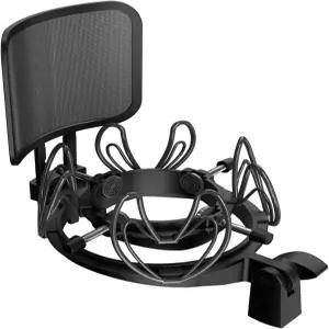 21mm-62mm의 모든 마이크 크기를 위한 팝 필터가 장착된 마이크탑 유니버설 쇼크 마운트 방진 홀더 및