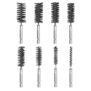 8피스 드릴 브러시 드릴용 와이어 1/4인치 육각 생크 청소용 세트 부착물