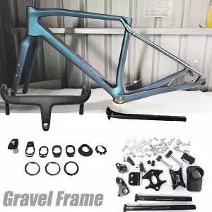 자전거프레임 카멜레온 컬러 카본 로드 바이크 프레임 숨겨진 케이블 자갈 자전거 디스크 브레이크 700 x 4