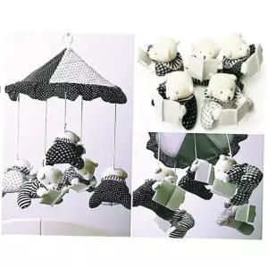 오르골 흑백모빌 책읽는 곰돌이 신생아모빌