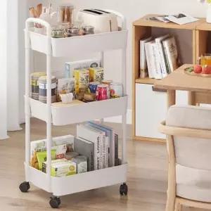 [생활] 3단 수납선반 트롤리 화이트