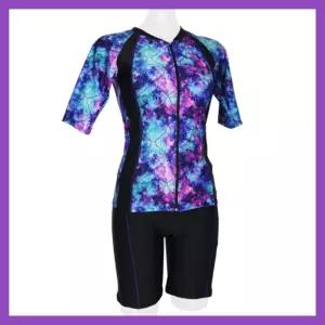 고급 브랜드 수영복 예쁜수영복 아쿠아로빅 엄마 수영복 반팔 투피스 보라우주 온천 스파