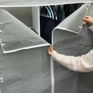 [생활] 조립식 간이 2단 비키니옷장 그레이 시스템행거