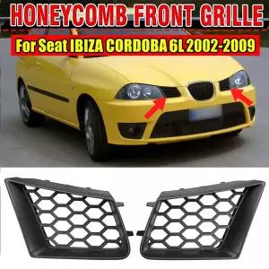 자동차 그릴망 튜닝 시트 이비자 타입 6L 코르도바 2002-2009용 허니콤 프론트 상단 범퍼 그릴 매트 블랙