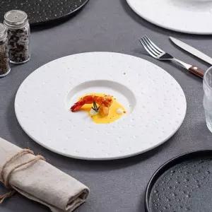 예쁜 원형 접시 큰접시 2칸 케이크 도자기 트레이 홈카페 호텔 대형 플레이트