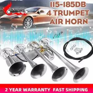 에어혼 화물차 크락션 차량 트럭 밴 기차 보트용 시끄러운 4 개의 트럼펫 튜브 스피커 옆면 12V-24V 185DB