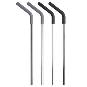 [미국배송] 실리콘 팁 재사용 가능한 빨대가 있는 심플한 모던 스테인리스 스틸 | 텀블러와 여행용 머그잔을 위한 무독성 및 폐기물 감소 빨대 클래식 컬렉션 4팩 구색 - 중립