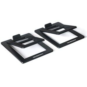 [미국배송] 소형 스피커용 VKHEROKV C-1 데스크탑 스피커 스탠드 틸트 테이블탑 스틸 컴퓨터 스탠드(페어) L15.2 X W11.4 H3.8 센티미터(블랙)