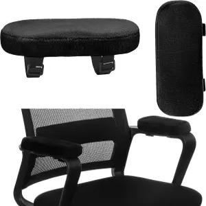 Threlaco 2Pcs 사무용 의자 팔걸이 패드 소프트 폼 커버 팔꿈치 및 팔뚝 지지 압력 (블랙)