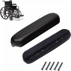 전체 길이 패딩 팔걸이 블랙 9-1 /8인치 롱 휠체어 및 운송 의자 팔 쿠션 블랙(1쌍) 모든 브랜드와 호환
