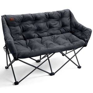 에버 어드밴스드 더블 캠핑 의자 패딩 벤치 사이드 소파 있는 헤비 600파운드 야외 접이식 휴대용 쿠션이 2인용 듀티 블랙 포켓 러브시트