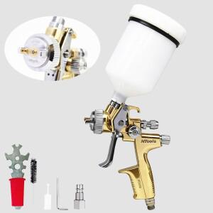 NTOOLS 공압식 스프레이 건 1.3mm 스테인리스 스틸 노즐 600ml 용기 자동차 가구 페인트 클리어 분무기