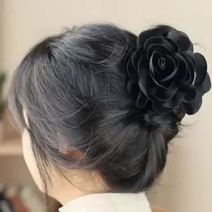 블랙 겹장미 올림머리 집게핀 긴머리 헤어핀 국산집게핀 올림머리집게핀 반묶음집게핀 머리집게핀 헤어핀