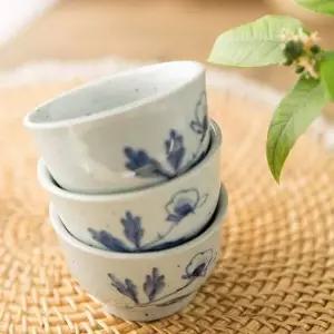 현이몰 이천도자기 목단 찻잔 3p 세트 다도 전통찻잔 다도세트 차도구 휴대용다기세트 부부선물