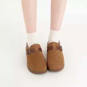 /신상오픈런 여성 스웨이드 퍼 안감 버클 로퍼 신발