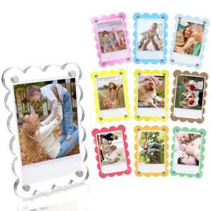 10 팩 2.36 x 후지필름 냉장고/락커용 자석 수트용 마그네틱 스캘럽 세트 3.54 아크릴 미니 냉장고 컬러풀 액자 인치 인스탁스 양면 폴라로이드 프레임