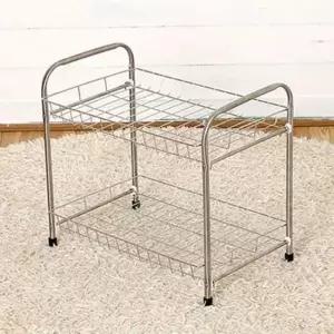 [생활] 사각형 수납선반 2단 조립형 스테인리스 진열대 디스플레이장식대