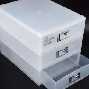 [생활] 대형 투명 수납함 3단 깊은서랍 책상정리 사무실 문서보관 넓은 화장품정리대