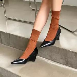 여성 웨지힐 통굽 플랫폼 펌프스 정장 키높이 구두 펌프스 미들힐 하이힐 여성구두 뮬