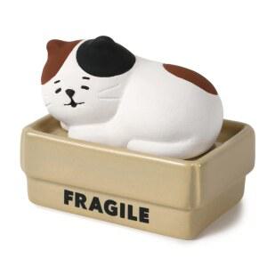 박스 안의 스톤 디퓨저 고양이 [일본산 디자인] 에센셜 오일, 아로마테라피, 애호가를 위한 비전기 패시브 (세라믹/클레이) (흑백 혼합)