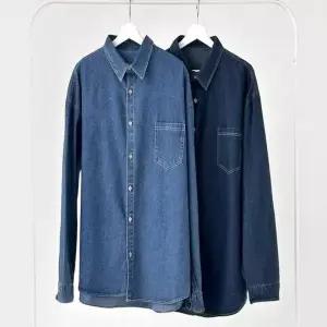 남녀공용 오버핏 청 데님셔츠 커플룩 데님 셔츠