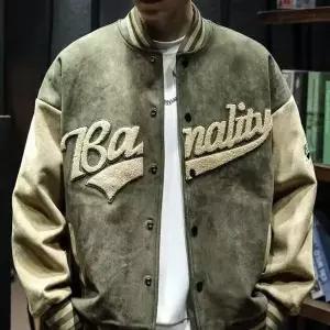 스웨이드 자켓 오버핏 가을 바시티 롱자켓