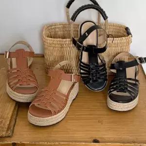 길이조절 지그재그 스트랩 웨지힐샌들 발목 꼬임 웨지샌들 웨지힐 웨지힐샌들