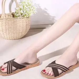 라탄 린넨 여자 발편한 남성 크로스 커플 슬리퍼 여름 여성슬리퍼 실내슬리퍼