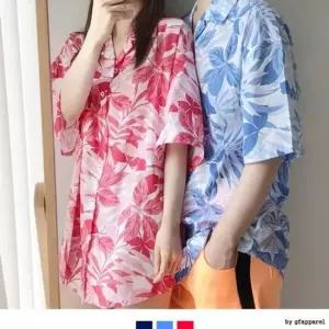 플라워 커플룩 3colors 썸머 커플시밀러룩 하와이안셔 커플시밀러룩 커플룩 시밀러룩