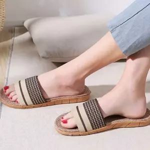 여름 사무실 남자 라탄 신발 웨이브 슬리퍼 여성 린넨 여성슬리퍼 실내슬리퍼