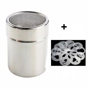 커피 쓰기 스텐실 초콜릿 셰이커 아 밀가루 쉬프터 템플릿 드로잉 스트로 패드용 16 개