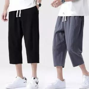 남자 린넨 바지 7부 허리밴딩 여름 바지