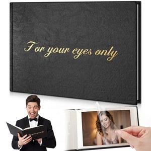 어메이징스파크 발렌타인데이 선물 그를 샤워 블랙 신랑 앨범 남편 유어 온리 남자친구를 신부 셀프 4x6 사진집 부두아르 사진 아이즈 기념일 결혼식 스틱 가죽 재미있는