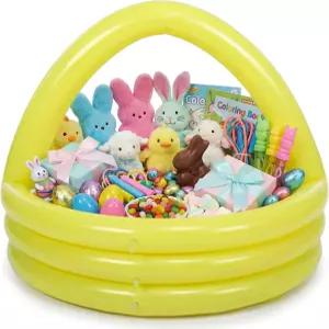 비오라화이트 옐로우 부활절 풍선 선물 바구니 DIY 블로우 업 풀 이스터 바스켓 자이언트 35.43 x 31.5