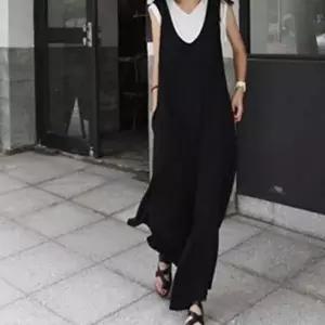 [신상오픈런]|CCP9496|여성용 자연스러운 민소매 롱 와이드 점프수트