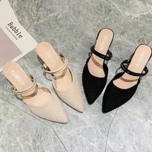 20대 나들이 데이트 신발 뾰족코 샌들 구두 미들힐 여자뮬샌들힐 여성하객룩슈즈