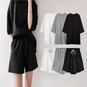 여름 데일리 여성 반팔 밴딩 반바지 트레이닝복 세트 (KYR-WBF040D)