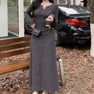 [신상오픈런]|CCO5981|여성용 따뜻한 골지 롱 니트 드레스 가을 슬림핏 원피스