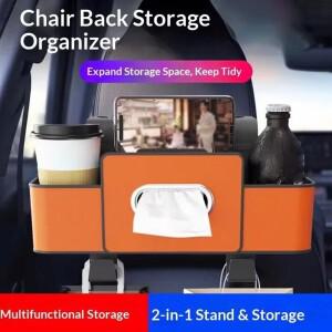 올인원 카시트 백 오거나이저 (티슈 박스 디스펜서 컵 홀더 수납 포켓 및 후크 포함)  차량에 호환되는 장