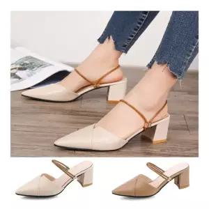 스트랩 뮬 뾰족 앞코 펌프스 힐 빅사이즈 슬링백 6cm 스틸레토미들힐 힐 통굽 웨딩슈즈