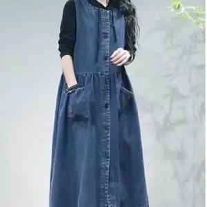 [애슬릿] 데님 롱 원피스 오픈 민소매 나시 레이어드 청