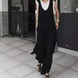 [하프클럽/]여성용 자연스러운 민소매 롱 와이드 점프수트