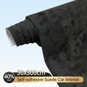 프리미엄  벨벳 스웨이드 패브릭 랩 스티커 300X50CM 자동차 인테리어 호환 천장 자기 접착 패치 수리 가죽