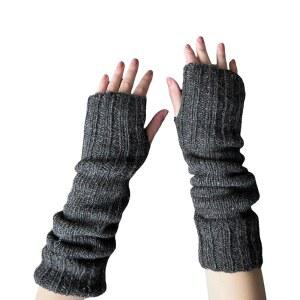 엘라 서스만 핸드 니트 알파카 울 핑거리스 롱 플리스 안감 장갑 팔 워머 여성 겨울