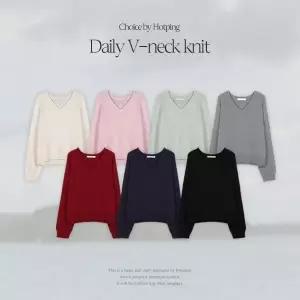 핫핑 [7컬러/데일리템] 카모레 브이넥 헤라시 긴팔니트티